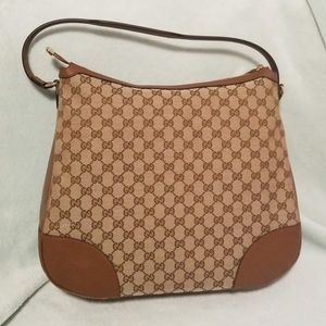 Gucci Large GG Supreme Canvas Hobo Handbag Beige